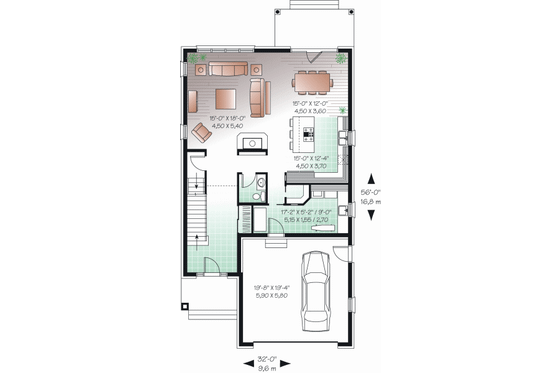 Floor Plan - Main Floor for Traditional House Plan #23-2254 - 3 bed, 2.5 bath