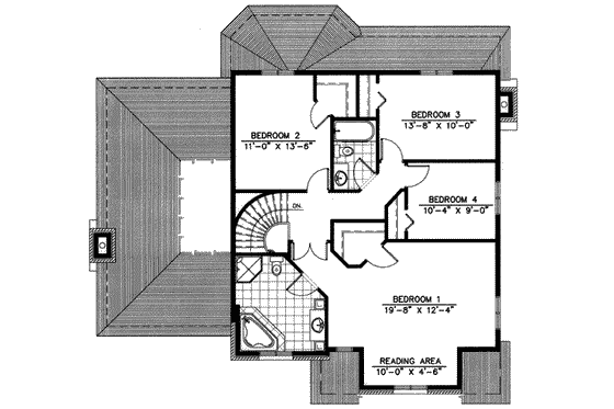 Floor Plan - Upper Floor for European House Plan #138-155 - 3 bed, 2.5 bath