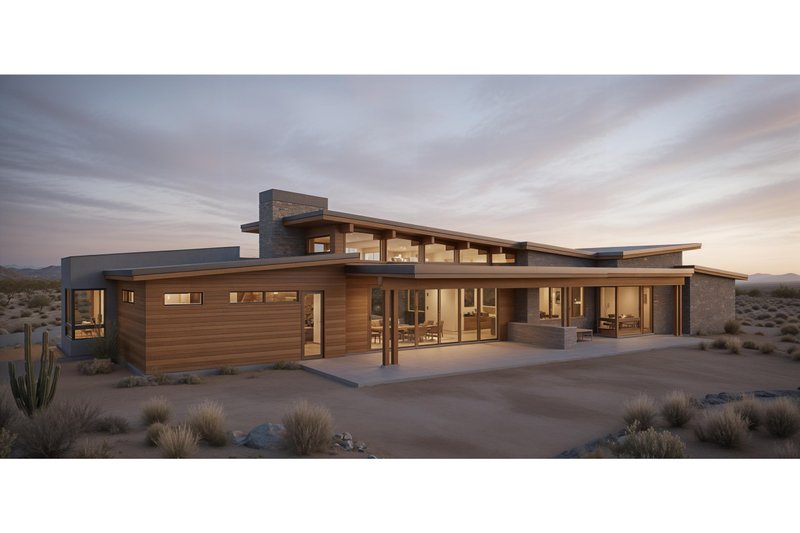 House Blueprint - Exterior - Rear Elevation 1 for Modern House Plan #892-48 - 3 bed, 3.5 bath