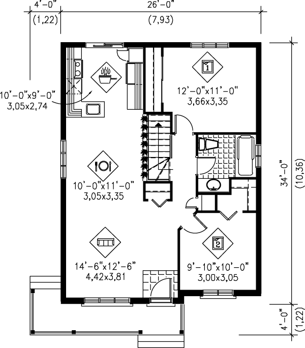 Cottage Floor Plan - Main Floor Plan #25-158