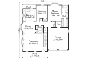 Floor Plan - Main Floor for Traditional House Plan #406-156 - 4 bed, 3 bath