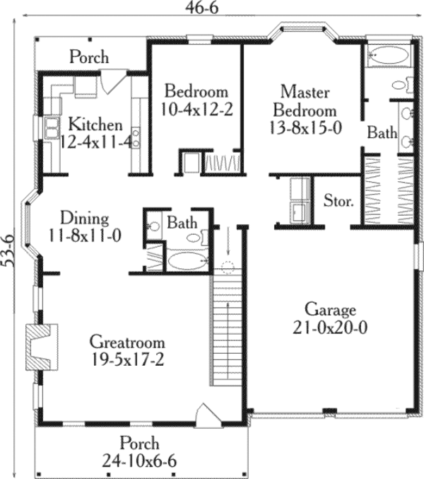 House Blueprint - Traditional Floor Plan - Main Floor Plan #406-156