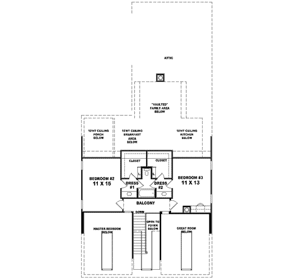 Colonial Floor Plan - Upper Floor Plan #81-552