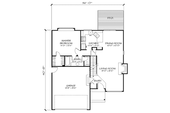 Floor Plan - Main Floor for Country House Plan #320-427 - 2 bed, 2 bath