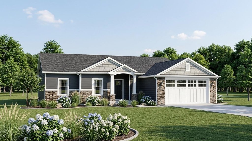 Exterior - Front Elevation 2 for Ranch House Plan #1064-42 - 4 bed, 2.5 bath