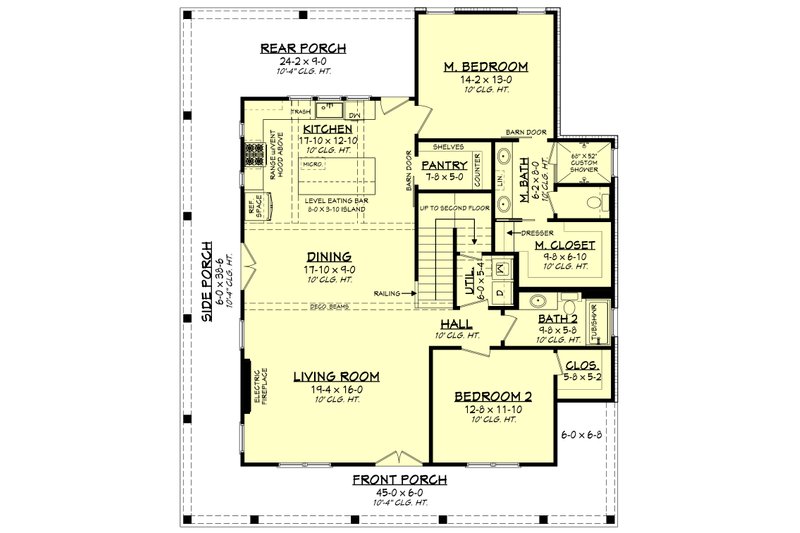 Architectural House Design - Floor Plan - Main Floor for Country House Plan #430-339 - 4 bed, 3 bath