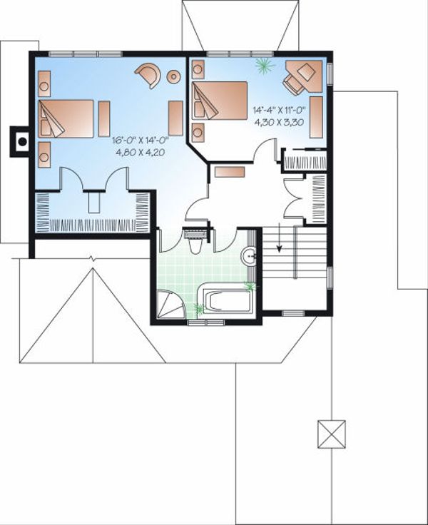 Architectural House Design - Farmhouse Floor Plan - Upper Floor Plan #23-722