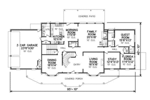 Floor Plan - Main Floor for Colonial House Plan #65-181 - 5 bed, 4.5 bath
