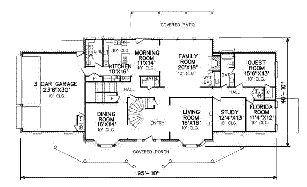 Colonial Floor Plan - Main Floor Plan #65-181
