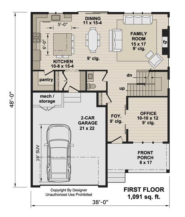 Home Plan - Floor Plan - Main Floor for Farmhouse House Plan #51-1524 - 3 bed, 2.5 bath