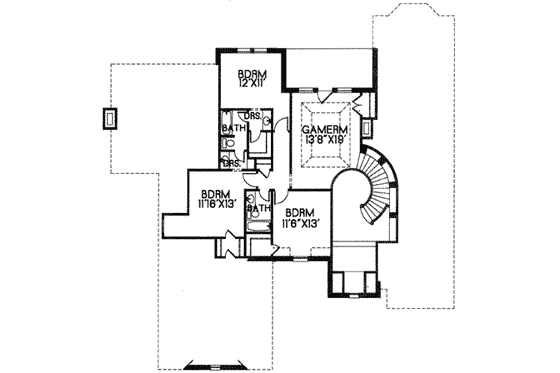 Floor Plan - Upper Floor for European House Plan #141-117 - 5 bed, 4.5 bath