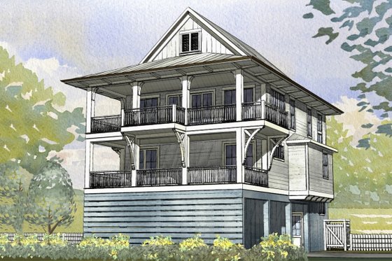 Exterior - Front Elevation for Beach House Plan #901-118 - 4 bed, 2.5 bath