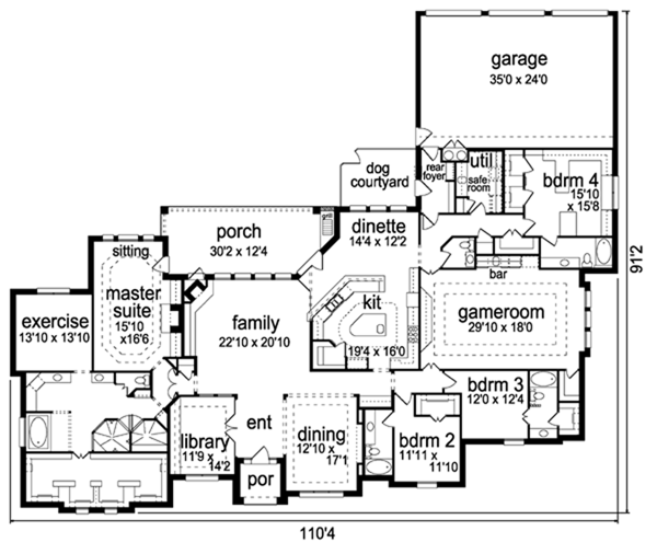 House Blueprint - Traditional Floor Plan - Main Floor Plan #84-498