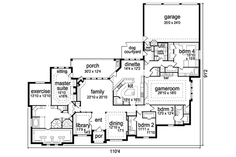 House Design - Floor Plan - Main Floor for Traditional House Plan #84-498 - 4 bed, 4.5 bath