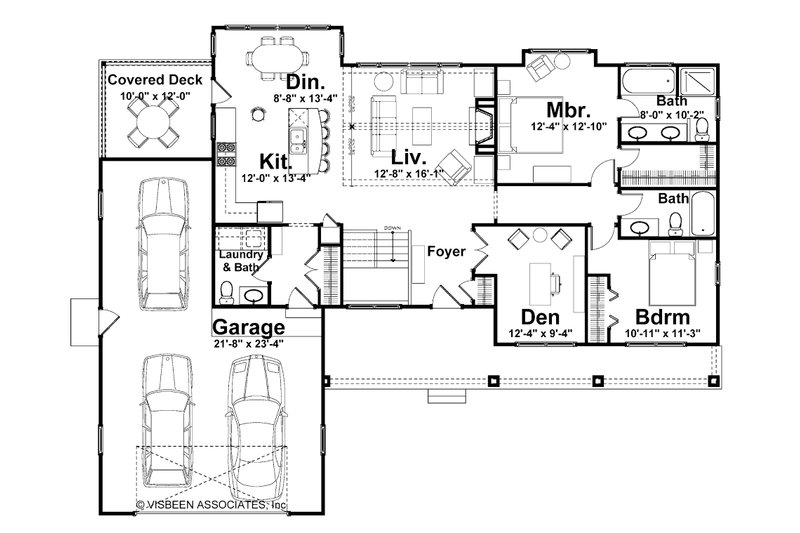 Home Plan - Floor Plan - Main Floor for Ranch House Plan #928-5 - 2 bed, 2.5 bath