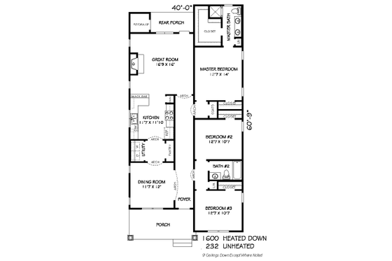 Floor Plan - Main Floor for Traditional House Plan #424-194 - 3 bed, 2 bath
