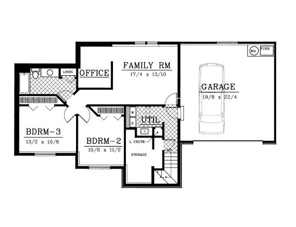 Traditional Floor Plan - Lower Floor Plan #100-217