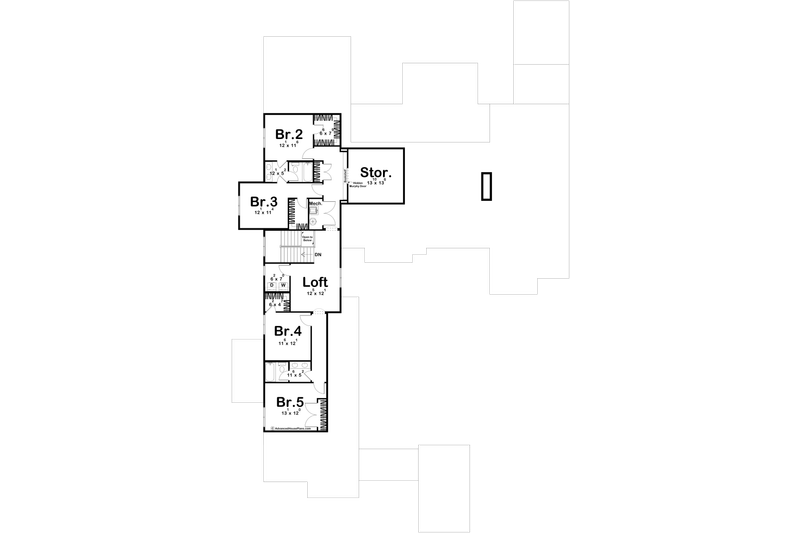 Dream House Plan - Floor Plan - Upper Floor for Modern House Plan #455-393 - 5 bed, 4 bath