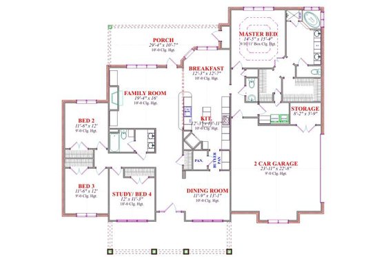 Floor Plan - Main Floor for Traditional House Plan #63-179 - 4 bed, 2.5 bath