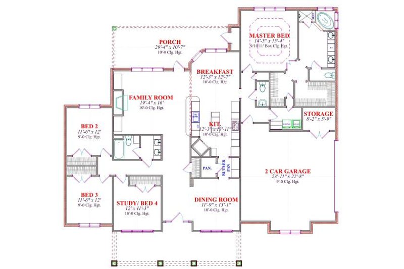 Traditional Style House Plan - 4 Beds 2.5 Baths 2499 Sq/Ft Plan #63-179 ...