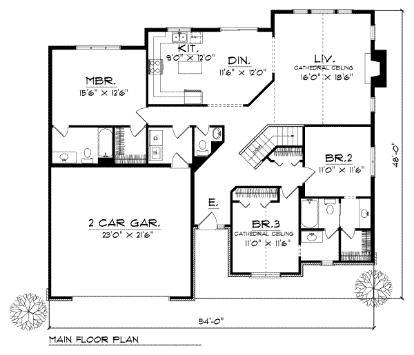 House Plan Design - Traditional Floor Plan - Main Floor Plan #70-184