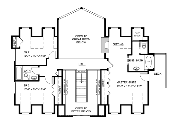 Craftsman Floor Plan - Upper Floor Plan #126-144