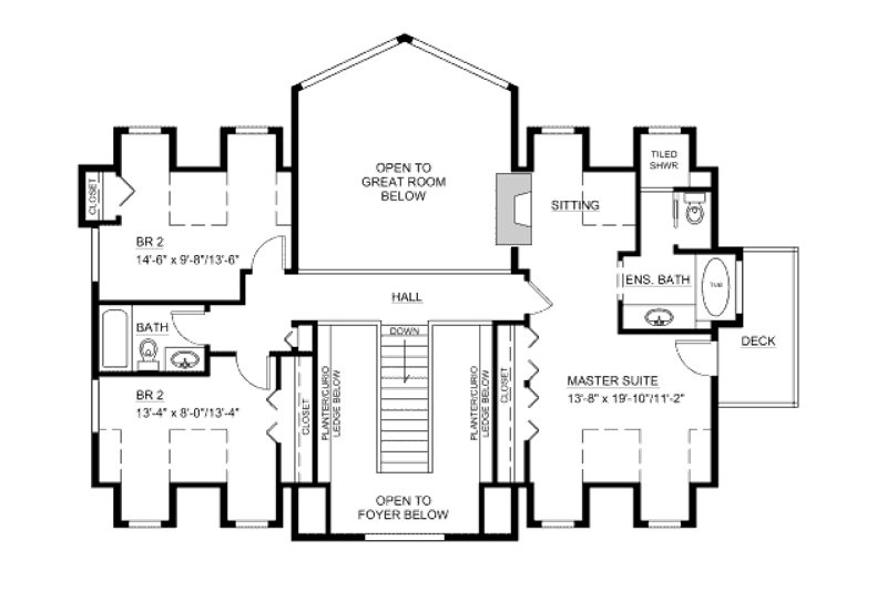 Architectural House Design - Floor Plan - Upper Floor for Craftsman House Plan #126-144 - 3 bed, 2.5 bath