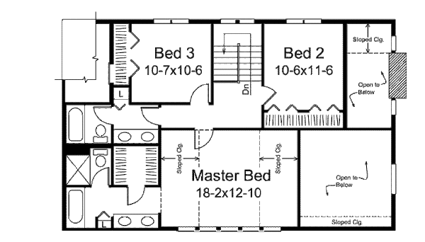 Country Floor Plan - Upper Floor Plan #57-440