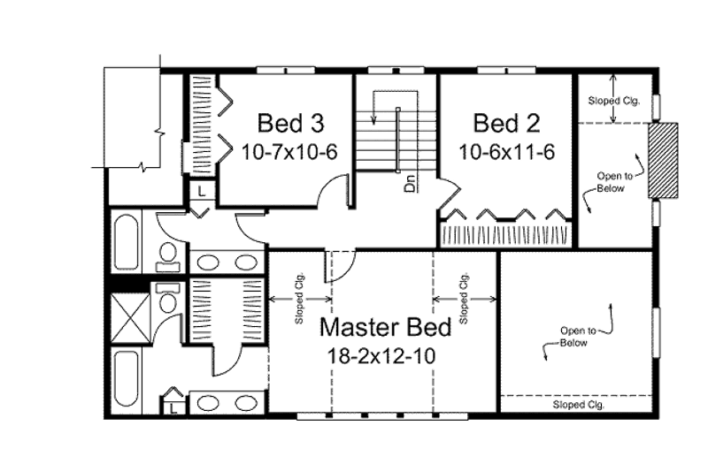 Home Plan - Floor Plan - Upper Floor for Country House Plan #57-440 - 3 bed, 2.5 bath
