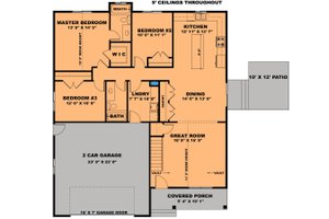 Floor Plan - Main Floor for Farmhouse House Plan #1111-24 - 3 bed, 2 bath