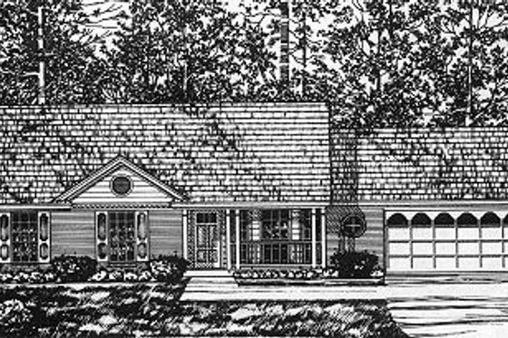 Exterior - Front Elevation for Country House Plan #40-372 - 3 bed, 2 bath