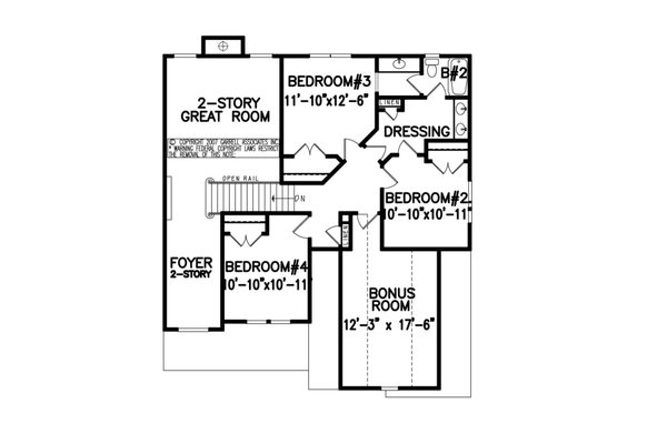 House Blueprint - Traditional Floor Plan - Upper Floor Plan #54-521