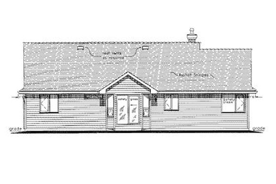Exterior - Rear Elevation 4 for Ranch House Plan #18-1055 - 2 bed, 2 bath