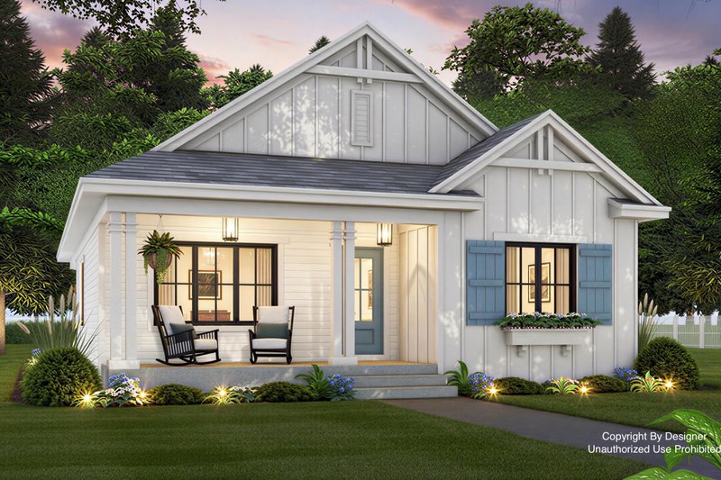 Dream House Plan - Exterior - Front Elevation 3 for Farmhouse House Plan #51-1483 - 2 bed, 2 bath