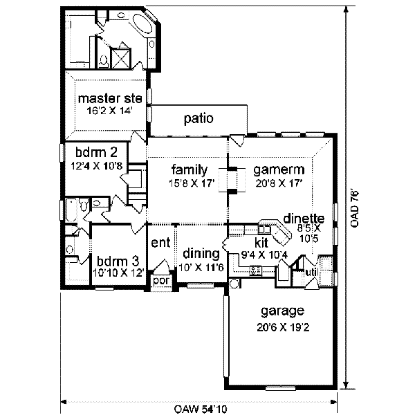 House Blueprint - Traditional Floor Plan - Main Floor Plan #84-133