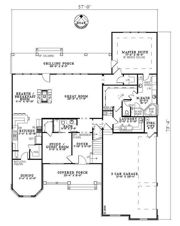 Architectural House Design - Craftsman Floor Plan - Main Floor Plan #17-2153
