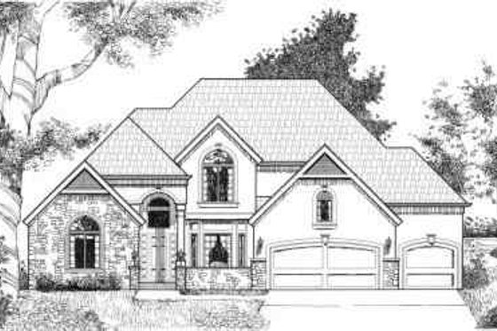 Exterior - Front Elevation for European House Plan #6-191 - 4 bed, 3.5 bath