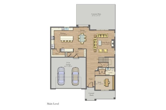 Floor Plan - Main Floor for Craftsman House Plan #1057-31 - 4 bed, 4.5 bath