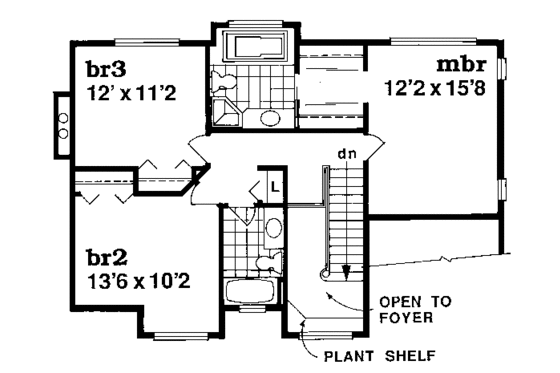 Floor Plan - Upper Floor for Country House Plan #47-597 - 3 bed, 2.5 bath