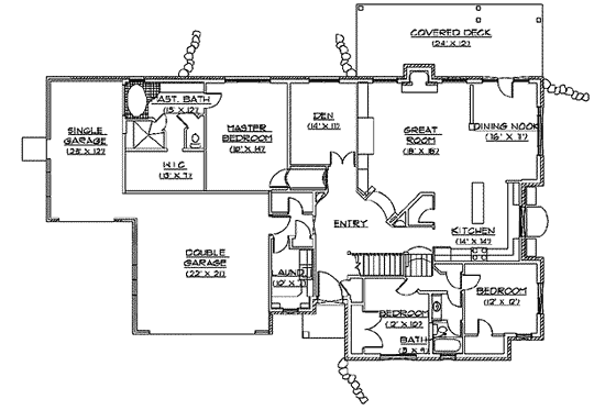 Floor Plan - Main Floor for Craftsman House Plan #5-143 - 5 bed, 3.5 bath