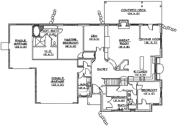 Architectural House Design - Craftsman Floor Plan - Main Floor Plan #5-143