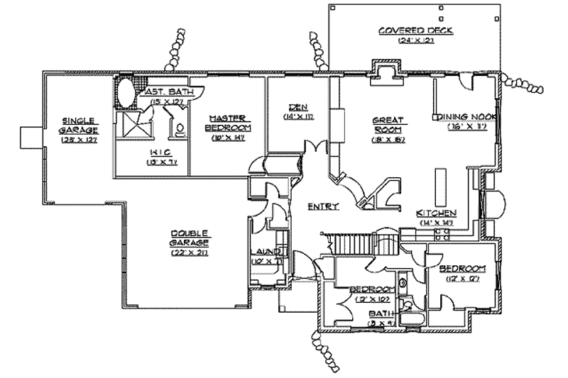 Dream House Plan - Floor Plan - Main Floor for Craftsman House Plan #5-143 - 5 bed, 3.5 bath