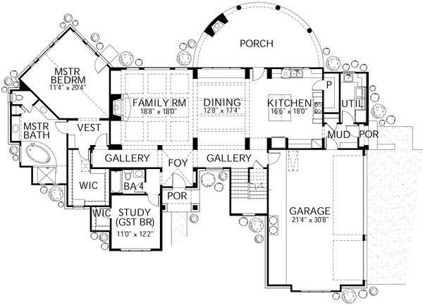 House Blueprint - Mediterranean Floor Plan - Main Floor Plan #80-141