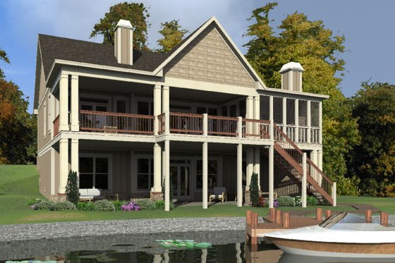 Exterior - Rear Elevation for Traditional House Plan #63-412 - 5 bed, 4 bath