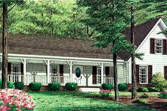 Exterior - Front Elevation for Traditional House Plan #34-151 - 3 bed, 2 bath