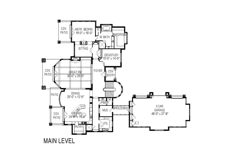 Home Plan - Floor Plan - Main Floor for European House Plan #920-62 - 4 bed, 5 bath