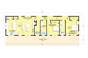 Floor Plan - Main Floor for Ranch House Plan #888-4 - 2 bed, 2 bath