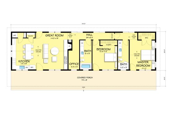 Floor Plan - Main Floor for Ranch House Plan #888-4 - 2 bed, 2 bath