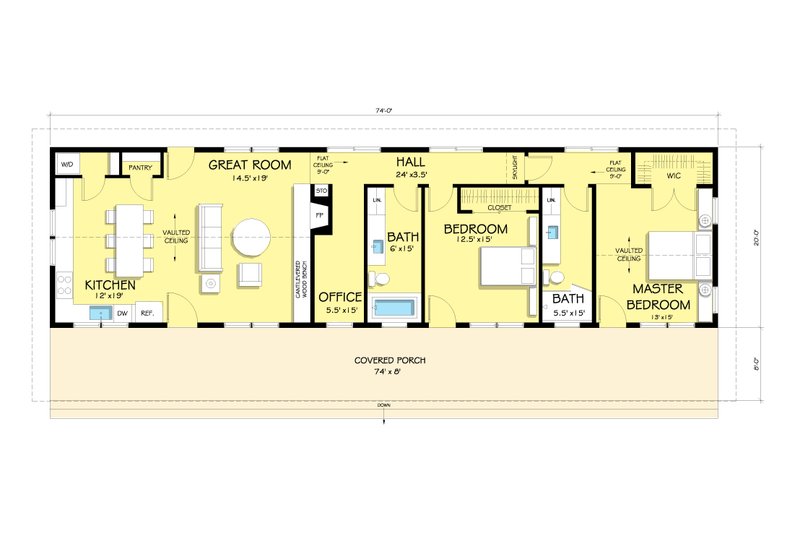 Home Plan - Floor Plan - Main Floor for Ranch House Plan #888-4 - 2 bed, 2 bath