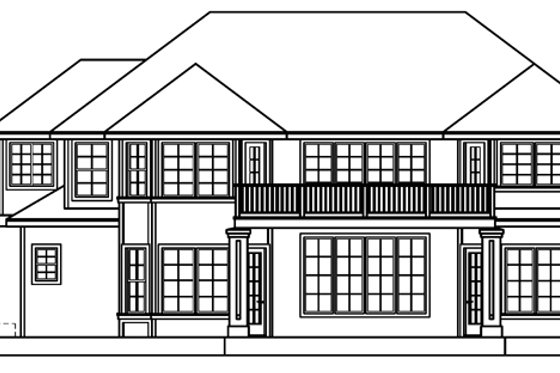 Exterior - Rear Elevation for European House Plan #124-500 - 3 bed, 3.5 bath